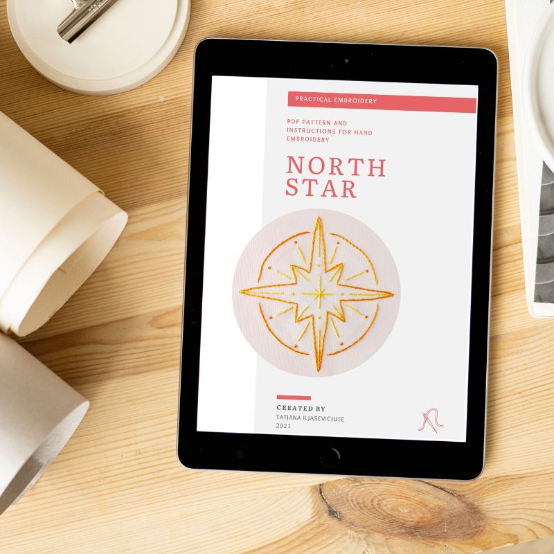 North Star PDF pattern for hand embroidery