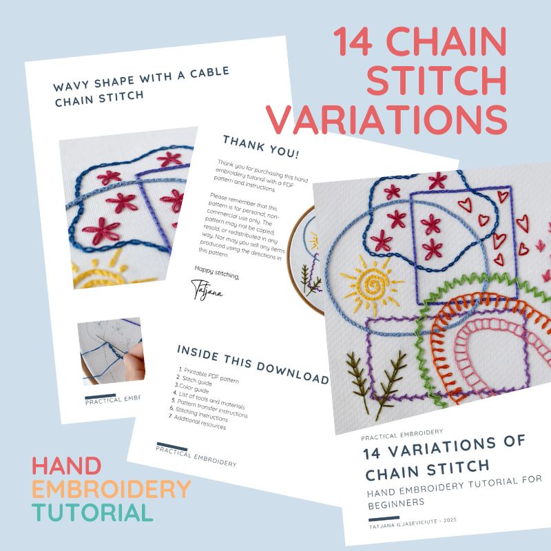 14 Variations of Chain Stitch - Sampler and Tutorial