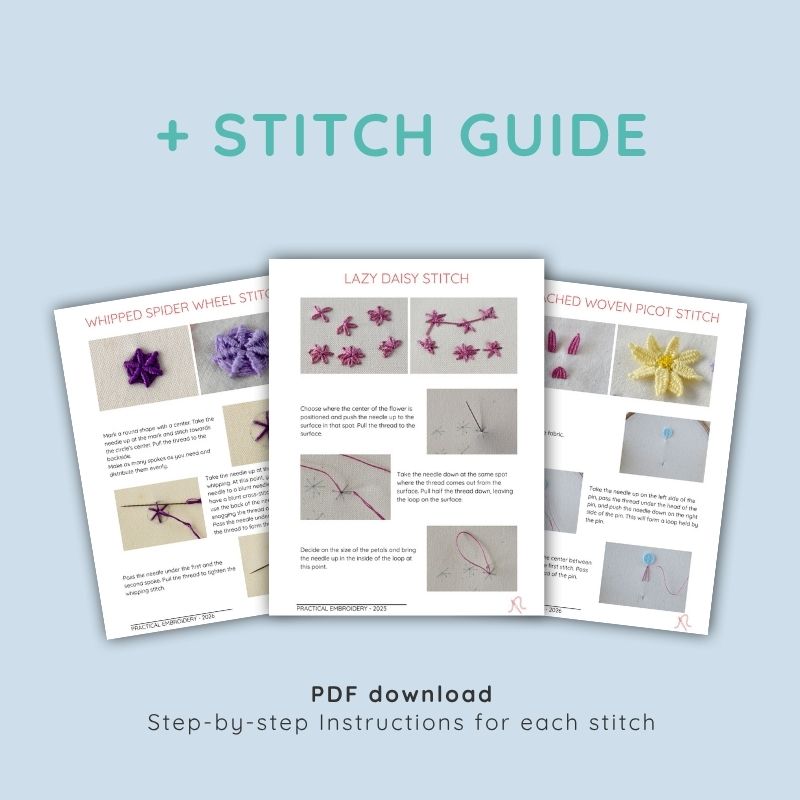 Beginner Flower Embroidery - Hand Embroidery Pattern PDF