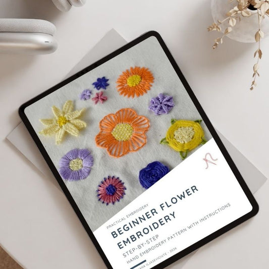 Beginner Flower Embroidery - Hand Embroidery Pattern PDF