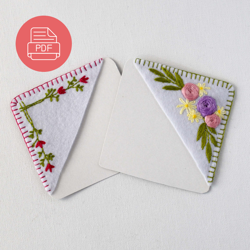 Hand Embroidered Corner Bookmark - PDF Pattern and DIY Tutorial
