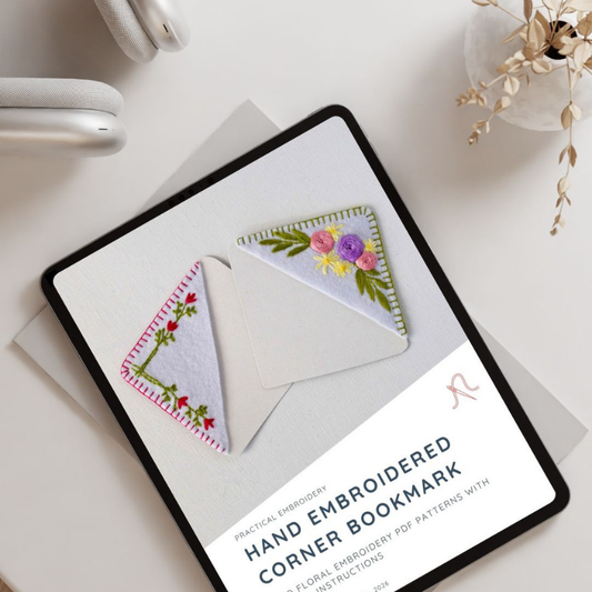 Hand Embroidered Corner Bookmark - PDF Pattern and DIY Tutorial