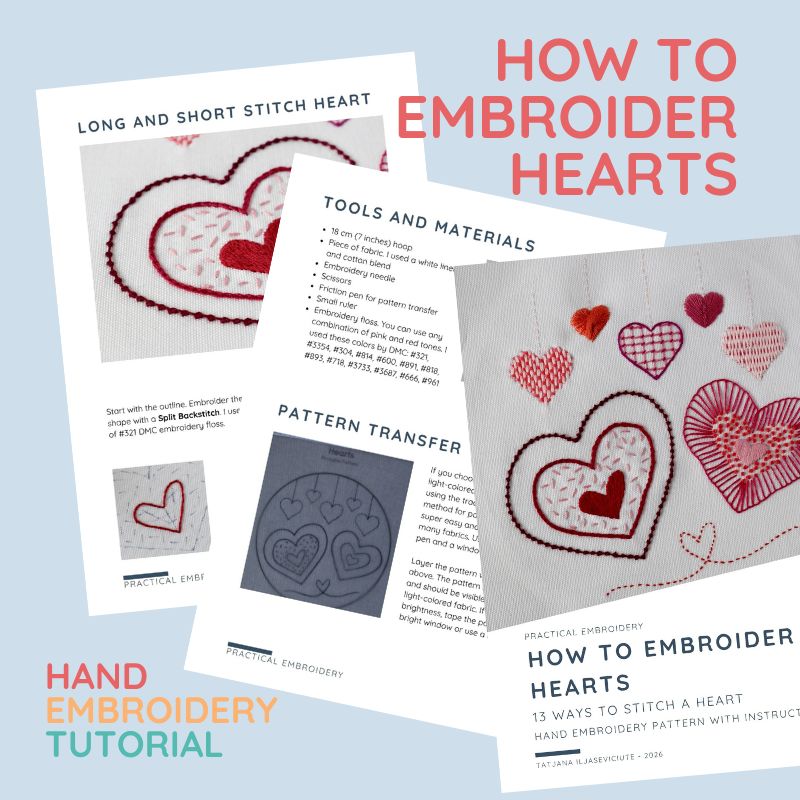 How to Embroider Hearts - Hand Embroidery Guide PDF